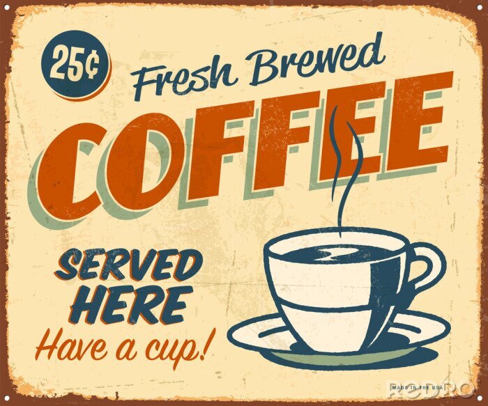 Poster Retro Kaffeetafel