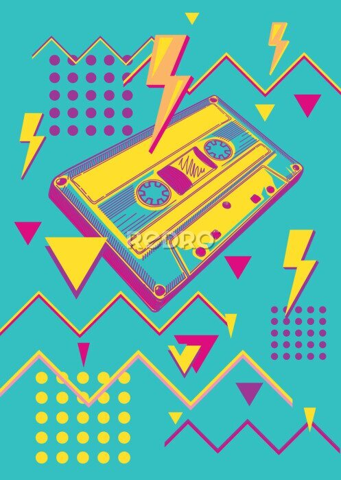 Poster Retro-Kassette aus den 1980er Jahren