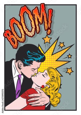 Poster Retro-Pop-Art-Kuss