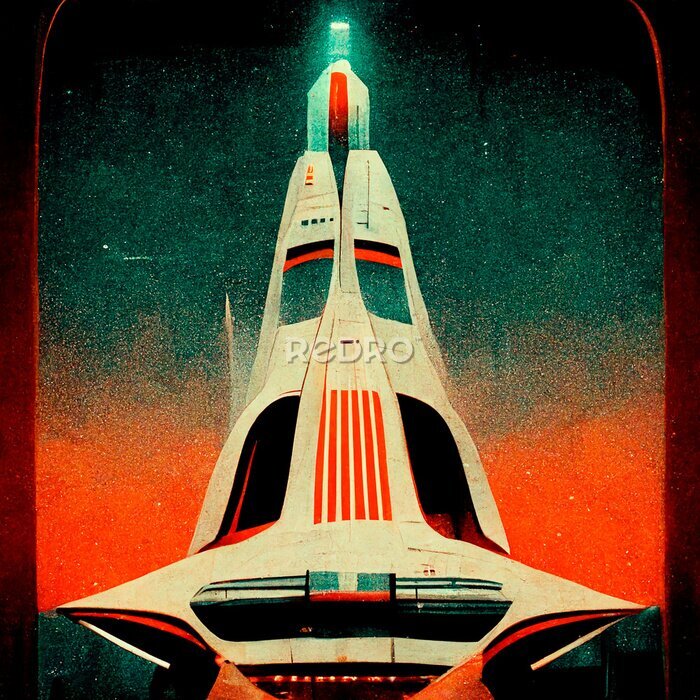 Poster Retro-Raumschiff