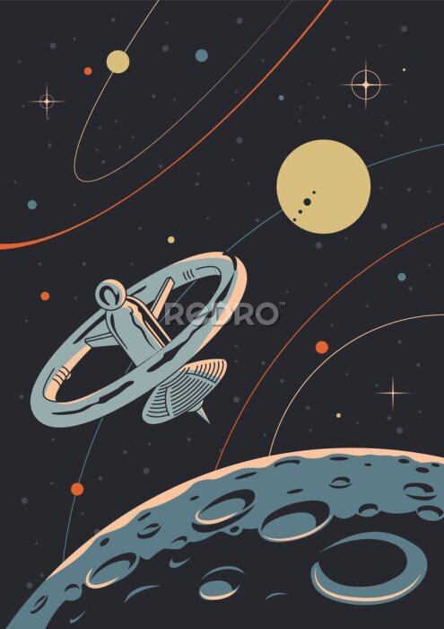 Poster Retro-Raumstation