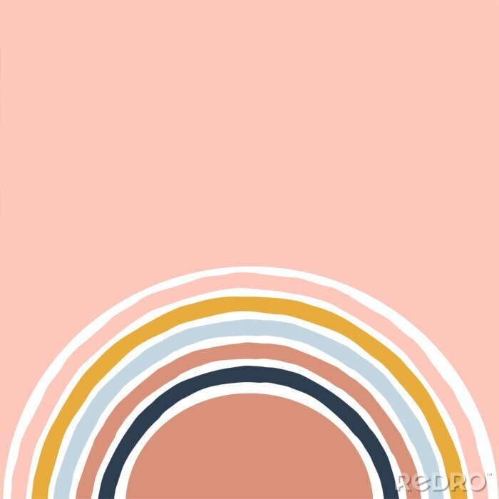 Poster Retro-Regenbogen auf rosa Hintergrund