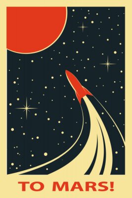 Poster Retro-Reise zum Mars
