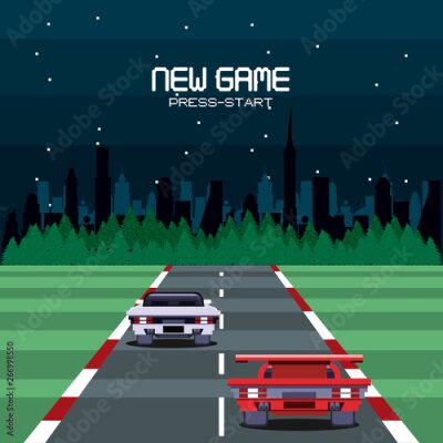 Poster Retro-Rennspiel