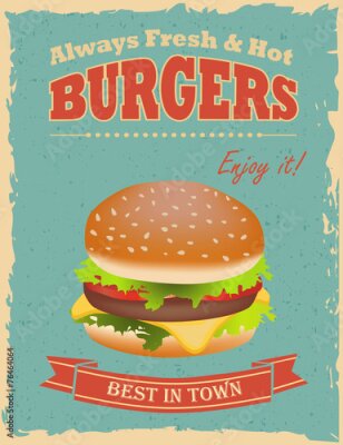 Poster Retro-Restaurant-Burger-Grafik