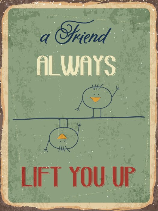 Poster Retro-Schild mit Vögeln und einer Inschrift über Freundschaft