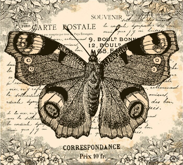 Poster Retro-Schmetterling
