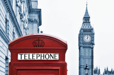 Poster Retro-Telefonzelle und Big Ben