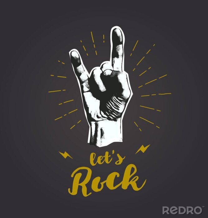 Poster Rock n Roll und eine Hand