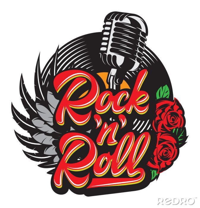 Poster Rock n Roll und Rosen