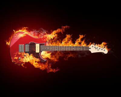 Poster Rock und Feuer-Gitarre