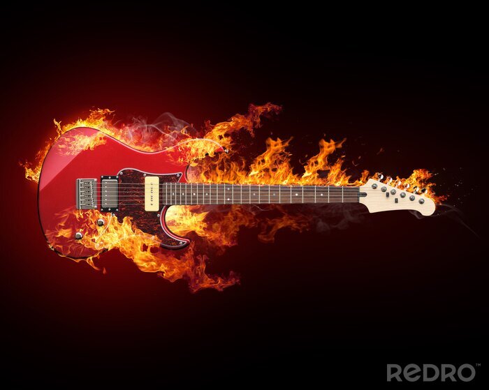 Poster Rock und Feuer-Gitarre