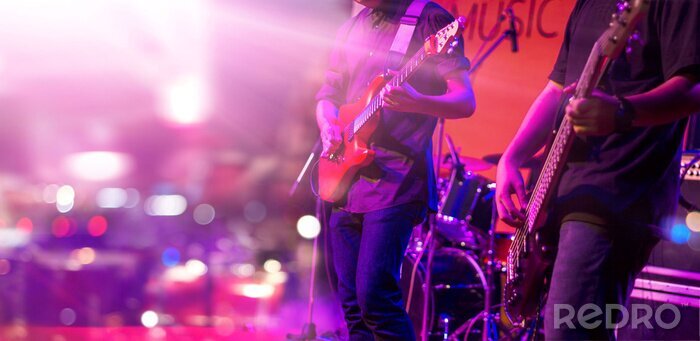 Poster Rockgitarrist mit roter Gitarre