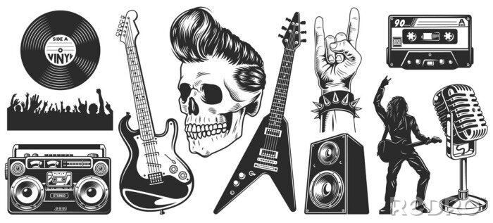 Poster Rockmusik-Symbole