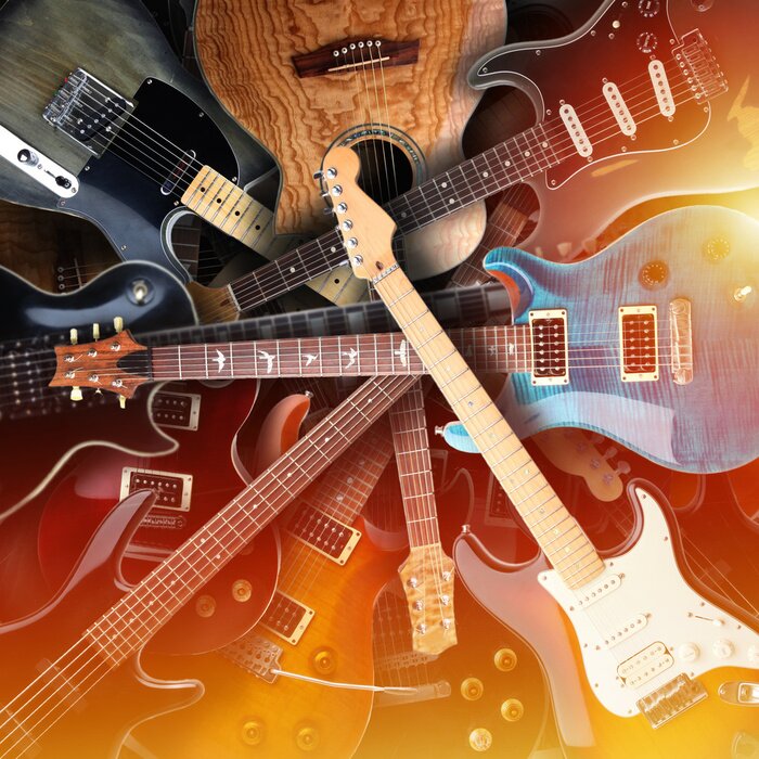 Poster Rockmusik und Gitarren