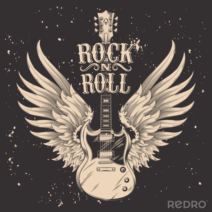 Poster Rockmusik und monochromatische Gitarre