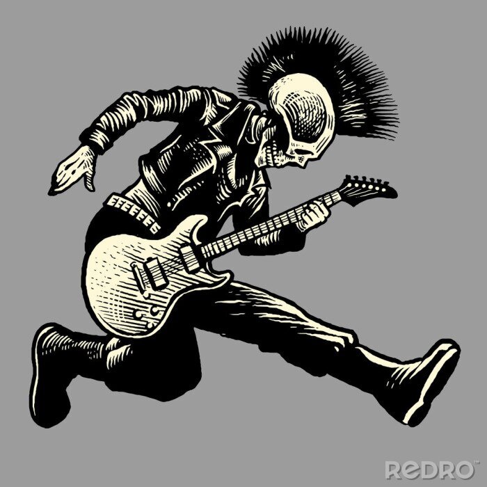 Poster Rockmusik und Punk-Gitarrist