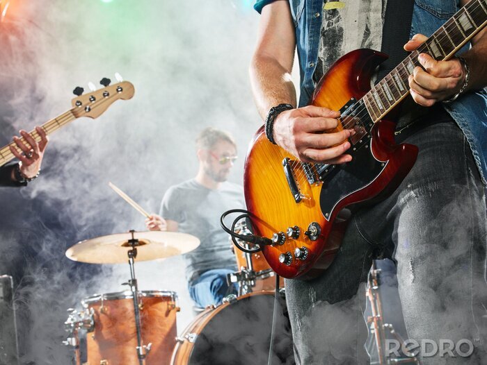 Poster Rockmusiker im Nebel