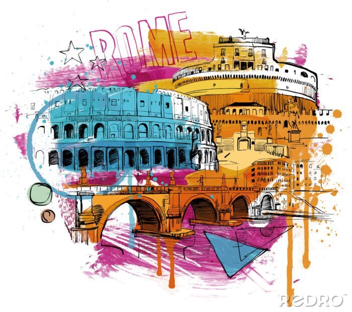 Poster Rom Stadt bunt