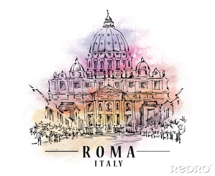 Poster Roma Skizze Italienische Kapitalabbildung.