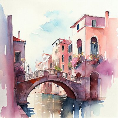 Poster Romantische Brücke in Venedig
