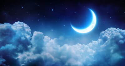 Romantischer Mond und Sterne