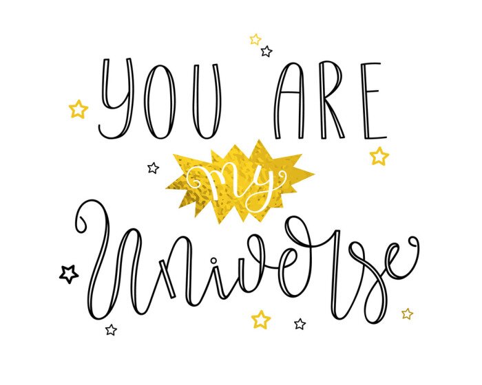 Poster Romantischer Slogan auf weißem Hintergrund