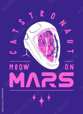 Poster Rosa Astronautenkatze