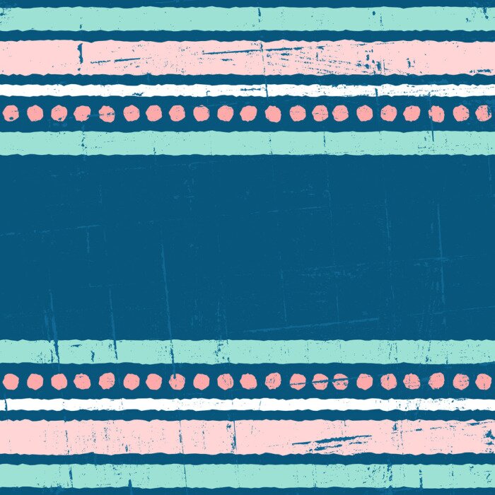 Poster Rosa-blaues Muster mit Streifen und Punkten