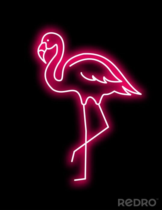Poster Rosa Flamingo Neon