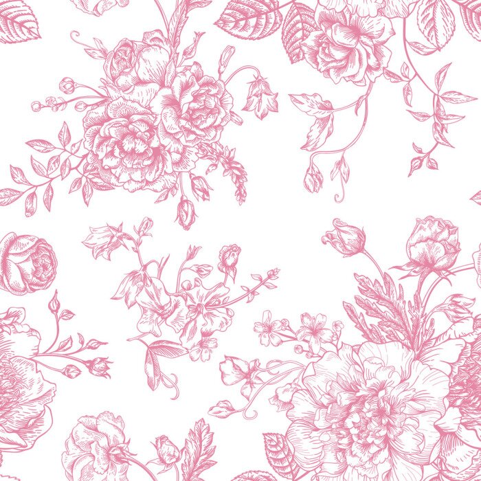 Poster Rosa Muster im Shabby Chic Stil