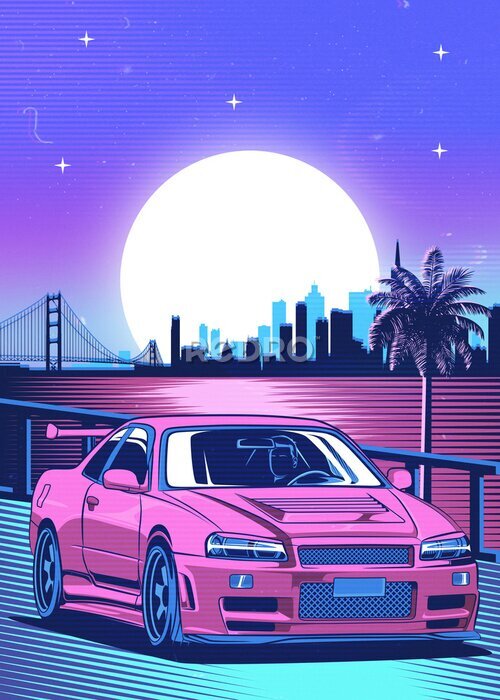 Poster Rosa Neonauto