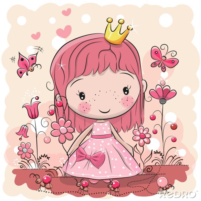 Poster Rosa Prinzessin mit kleiner goldener Krone
