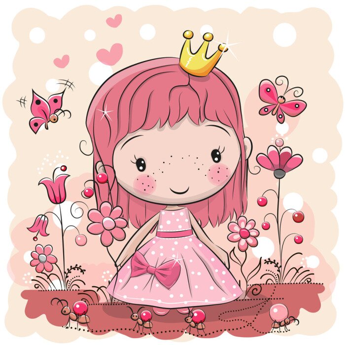 Poster Rosa Prinzessin mit kleiner goldener Krone