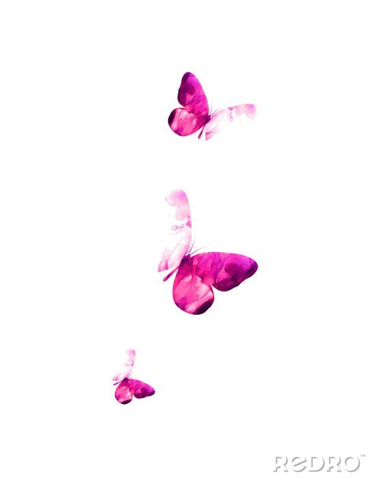 Poster Rosa Schmetterlinge im Flug