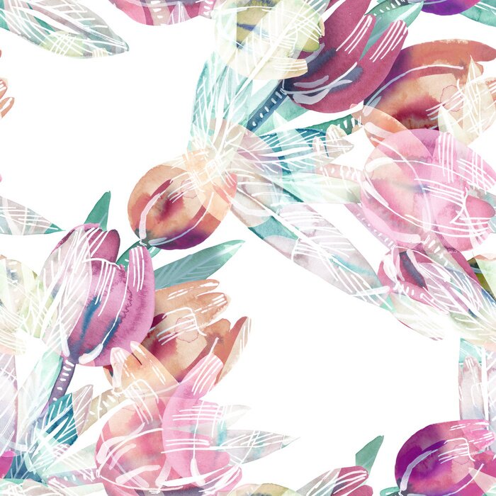 Poster Rosa Tulpen Vintage in gedeckten Tönen