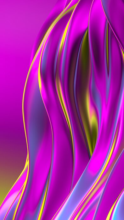 Poster Rosa und gelbe fließende 3d-Linien