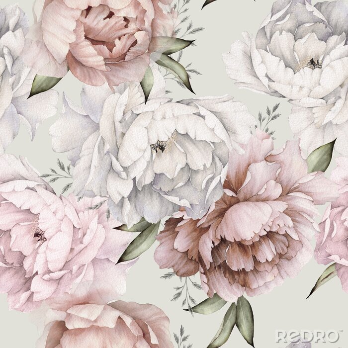 Poster Rosa und weiße Pfingstrosen elegantes Pastell