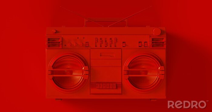 Poster Rote Boombox in 3D
