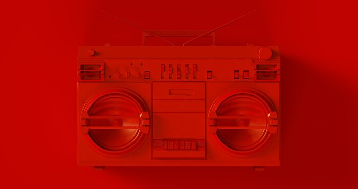 Poster Rote Boombox in 3D