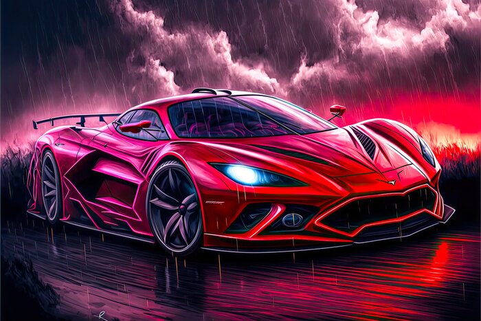 Poster Rote Sportwagenillustration