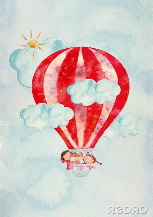 Poster Roter Ballon in den Wolken