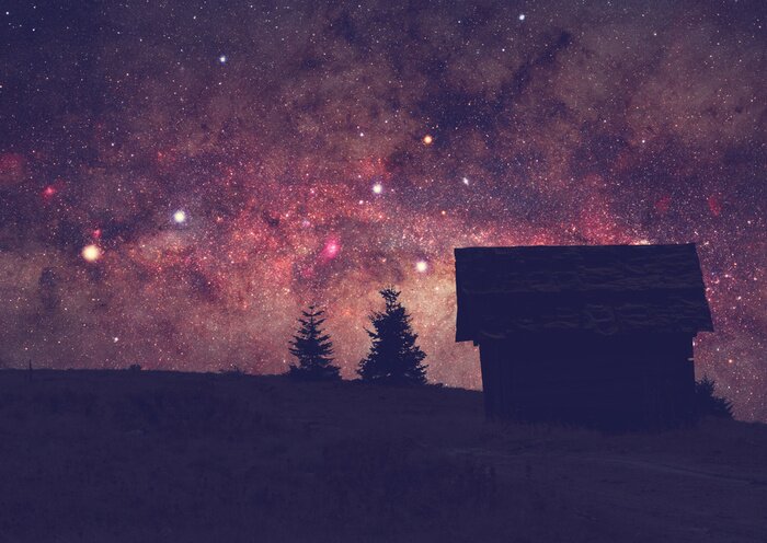 Poster Roter Stern umgeben von helleren Sternen