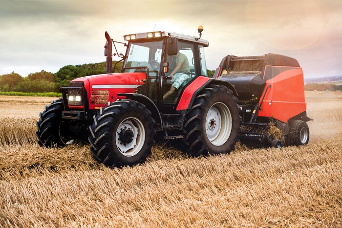 Poster Roter Traktor auf dem Feld