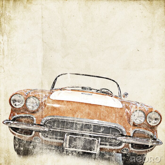 Poster roter Wagen Retro