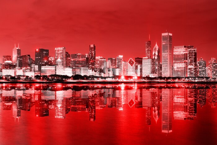 Poster Rotes Panorama von Chicago