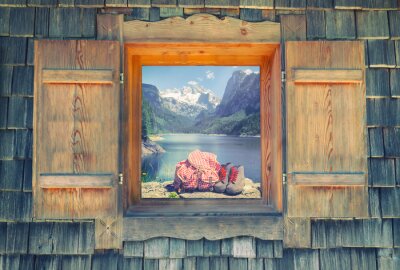 Rucksack vor dem see