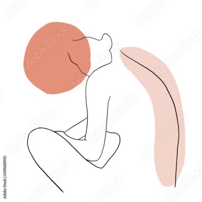 Rückwärts sitzende Frau gezeichnet in einer Linie