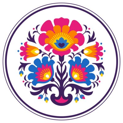 Poster Rundes Muster mit folkloristischem Ornament