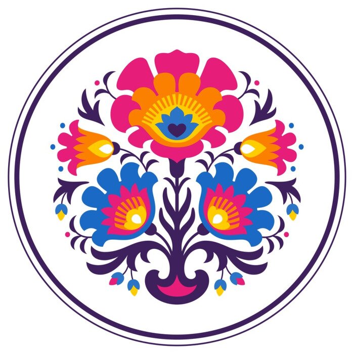 Poster Rundes Muster mit folkloristischem Ornament